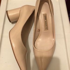 Zara Nude Cream Low Heel Block Pumps